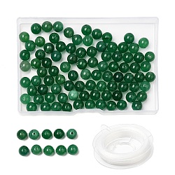 100Pcs Natural White Jade Beads, Round, Dyed, with Strong Stretchy Beading Elastic Thread, Flat Crystal Jewelry String for Jewelry Making, Green, 8mm, Hole: 1mm(DIY-SZ0004-58I)