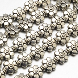 Tibetan Style Flower Alloy Bead Strands, Lead Free & Cadmium Free & Nickel Free, Antique Silver, 9x8x5mm, Hole: 1.5mm, about 23pcs/strand, 8 inch(X-TIBEB-O007-04-NR)