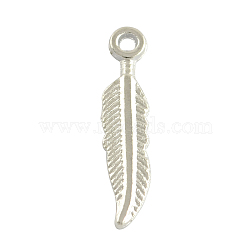 Tibetan Style Alloy Feather Pendants, Cadmium Free & Lead Free , Antique Silver, 21x4.5x1mm, Hole: 1.5mm(X-TIBEP-24166-AS-RS)