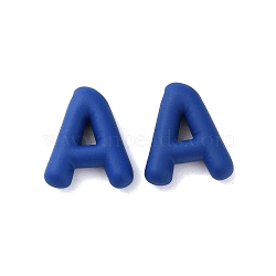 Rack Plating Spray Painted Alloy Pendants, Rubberized Style, Blue, Letter A, 21x17x6mm, Hole: 1.5mm(FIND-C062-08A)