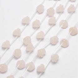 Natural White Jade Beads, Rose, 14x12~13mm, Hole: 1mm(G-O156-D-18)