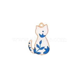 Alloy Enamel Pendants, Cat, Royal Blue, 25x16mm(PW-WG2F215-03)