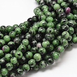 Natural Ruby in Zoisite Round Bead Strands, 6mm, Hole: 1mm, about 62pcs/strand, 15.5 inch(G-P075-44-6mm)