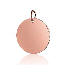 201 Stainless Steel Pendants, Manual Polishing, Flat Round, Stamping Blank Tag, Rose Gold, 20x1.5mm, Hole: 3.5mm(STAS-S105-T637-3-20)