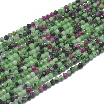 Natural Ruby in Zoisite Beads Strands, Faceted, Round, 2mm, Hole: 0.5mm, about 169pcs/strand, 15.7 inch(40cm)
