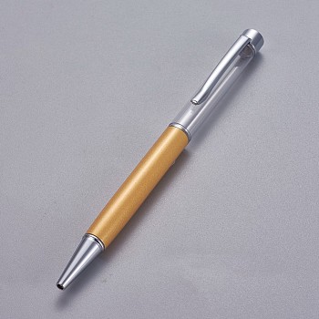 Creative Empty Tube Ballpoint Pens, with Black Ink Pen Refill Inside, for DIY Glitter Epoxy Resin Crystal Ballpoint Pen Herbarium Pen Making, Silver, Orange, 140x10mm