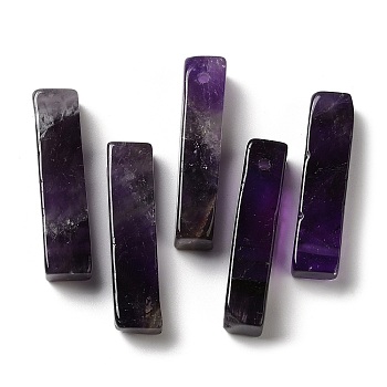 Natural Amethyst Pendants, Rectangle Charms, 39~40x9.5~10x8~8.5mm, Hole: 1.8~2mm