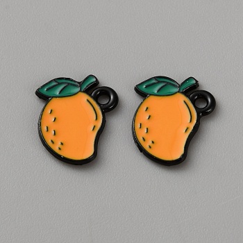 Alloy Enamel Pendants, Fruits Charms, Mango, 13.5x11x1mm, Hole: 1.5mm