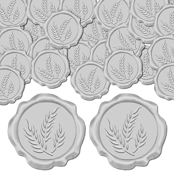 50Pcs Adhesive Wax Seal Stickers, Envelope Seal Decoration, For Craft Scrapbook DIY Gift, Leaf, 30mm