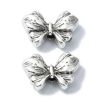 Tibetan Style Alloy Beads, Bowknot, Antique Silver, 10x15x4.3mm, Hole: 1.8mm, about 273pcs/500g