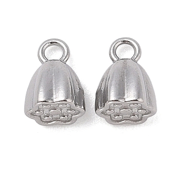 Non-Tarnish 304 Stainless Steel Charms, Lotus Pod Charm, Stainless Steel Color, 8x5.5mm, Hole: 1.6mm