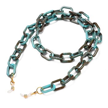 Eyeglasses Chains, Neck Strap for Eyeglasses, with Acrylic Cable Chains, Zinc Alloy Lobster Claw Clasps and Rubber Loop Ends, Dark Turquoise, 29.53 inch(75cm)