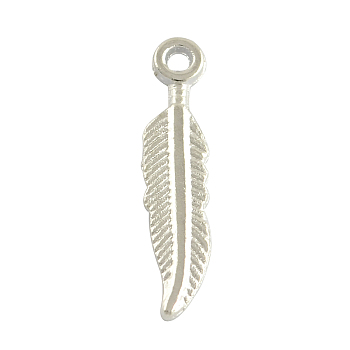 Tibetan Style Alloy Feather Pendants, Cadmium Free & Lead Free , Antique Silver, 21x4.5x1mm, Hole: 1.5mm