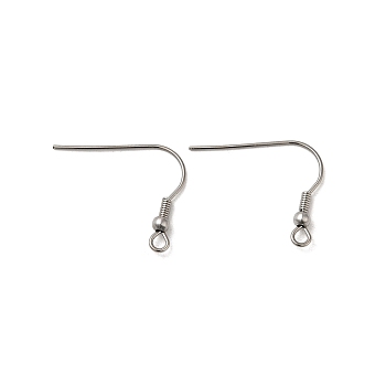 304 Stainless Steel Earring Hooks, Ear Wire, with Horizontal Loop, Stainless Steel Color, 19~21x20~23x3mm, Hole: 2mm