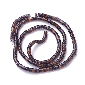 Freshwater Shell Beads Strands, Disc/Flat Round, Heishi Beads, Coconut Brown, 4.5~5x1~4.5mm, Hole: 0.8~1.4mm, about 140~200pcs/strand, 22.8 inch(58cm)