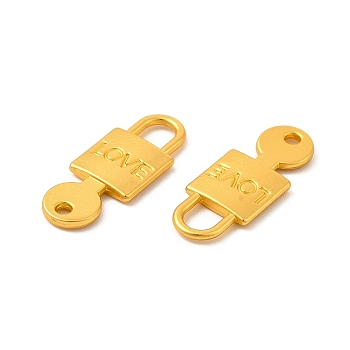 Rack Plating Alloy Connector Charms, Lead Free & Cadmium Free & Nickel Free, Love Lock with Key Links, Matte Gold Color, 24.5x10x2mm, Hole: 4.2x5mm and 2mm