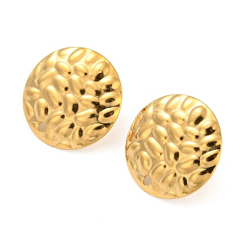 304 Stainless Steel Stud Earring Findings, Flat Round, Real 18K Gold Plated, 16mm, Hole: 1mm, Pin: 0.8mm