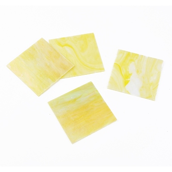 Variety Glass Sheets, Large Cathedral Glass Mosaic Tiles, for Crafts, Champagne Yellow, 105~110x105~110x2.5mm