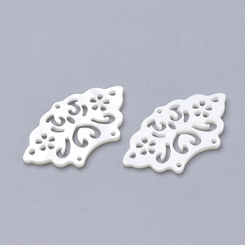 Freshwater Shell Chandelier Components, Sector, Creamy White, 35x19.5x2mm, Hole: 1mm