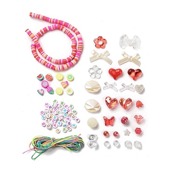 DIY Candy Color Beaded Pendant Decoration Making Kits, Cerise, 6x1.2mm