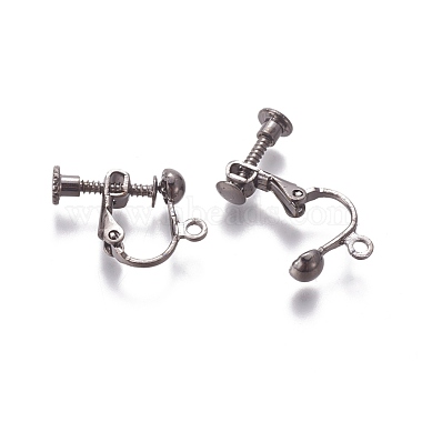 Rack Plated Brass Screw Clip-on Earring Findings(KK-P169-04B)-2
