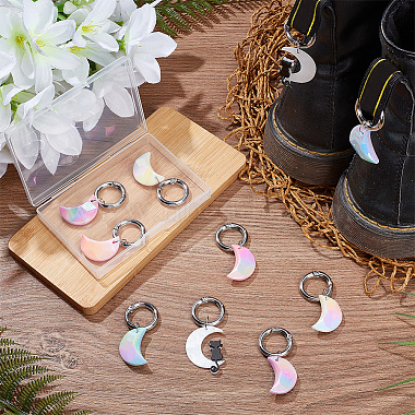 6Pcs 6 Style Moon Acrylic Pendant Shoe Charms(HJEW-DR00002)-4