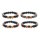 4Pcs 4 Style Natural & Synthetic Mixed Gemstone & Coconut Round Beaded Stretch Bracelets Set(BJEW-JB09155)-1