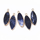 Pendentifs en sodalite naturelle plaqué or(G-T131-06C)-1