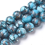 Assembled Synthetic Silver Line Turquoise Beads Strands, Dyed, Round, 8~8.5mm, Hole: 1.2mm, about 49 pcs/Strand, 15.94 inch(40.5 cm) (G-D0006-C13-8mm)
