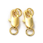 Brass Lobster Claw Clasps, with Jump Rings, Real 18K Gold Plated, 12x6x2.5mm, Hole: 3mm(X-KK-P249-05B-G)