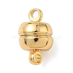 Disc Brass Magnetic Clasps, with Loops, Nickel Free, Real 18K Gold Plated, 12x7mm, Hole: 1.6mm(KK-B160-37G)