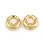 Brass European Beads, Irregular Flat Round, Large Hole Beads, Rack Plating, Long-Lasting Plated, Lead Free & Cadmium Free, Golden, 13x12.5x4.5mm, Hole: 5.6mm(KK-CBA78C7-33C-G)