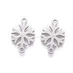 Non-Tarnish 201 Stainless Steel Links, Manual Polishing, Snowflake, Stainless Steel Color, 18x11x1.5mm, Hole: 1.6mm(STAS-F231-143P)