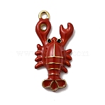304 Stainless Steel Enamel Pendants, Ion Plating(IP), Real 18K Gold Plated, Lobster, 22x10x4mm, Hole: 1.4mm(X-STAS-I355-11G-08)