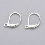 316L Surgical Stainless Steel Leverback Earring Findings, with Loops, 925 Sterling Silver Plated, 15x10x2mm, Hole: 1.4mm(X-STAS-E194-03S)