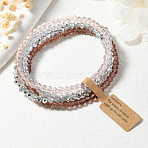 4Pcs Faceted Electroplated Glass Round Beaded Stretch Bracelet Set for Women, Rosy Brown, 6-7/8 inch(17.5cm)(WGB8DC2-04)