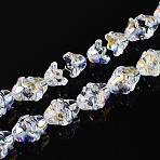 Electroplate Transparent Glass Beads Strands, Flower, AB Color Plated, Clear AB, 11~12x8mm, Hole: 1.2mm, about 101~102pcs/strand, 29.92 inch(76cm)(X-EGLA-N020-03A)