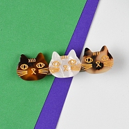Cute Cat Cellulose Acetate(Resin) Alligator Hair Clips, for Girls, Coconut Brown, 20x70mm(PW-WG98496-01)