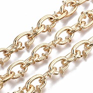 Alloy Chains, Metal Nail Link Chains, Long-Lasting Plated, Unwelded, Cadmium Free & Nickel Free & Lead Free, Light Gold, 14.5x10.5~11.5x5mm(LCHA-T001-04LG-NR)