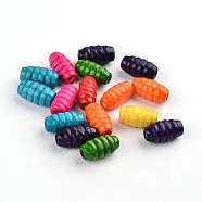 Natural Wood Beads, Lead Free, Dyed, Oval, Mixed Color, 15x8mm, Hole: 3mm, about: 3400pcs/1000g(YTB020)