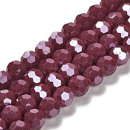 Opaque Glass Beads Strands, Faceted, Round, Dark Red, 10mm, Hole: 1.2mm, about 65~69pcs/strand, 23.03~24.49 inch(58.5~62.2cm)(EGLA-A035-P10mm-A02)