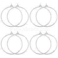 Beebeecraft 4 Pairs 925 Sterling Silver Hoop Earring Findings, Wine Glass Charm Rings, Silver, 27x24x1mm, Pin: 0.7mm(FIND-BBC0002-77)