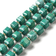Natural Howlite Beads Strands, Dyed, Faceted, Cube, Green, 7.5x8x7.5mm, Hole: 1.2mm, about 40pcs/strand, 15.63 inch(39.7cm)(G-C025-01A)