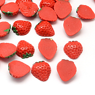 Strawberry Resin Decoden Cabochons, Imitation Food, Red, 20x18x7mm(CRES-R183-09)