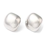Rack Plating Brass Square Stud Earrings, Platinum, 18x18mm(EJEW-Q766-11P)