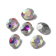 Pointed Back Glass Rhinestone Cabochons, Back Plated, Faceted, Oval, Crystal AB, 10x8x4mm(DIY-WH0043-57B-01)