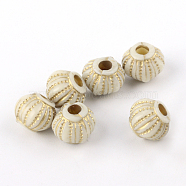 Lantern Plating Acrylic Beads, Golden Metal Enlaced, Beige, 6.5x7.5mm, Hole: 2mm(X-PACR-Q102-53A)