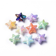 Opaque Acrylic Beads, AB Color Plated, Star, Mixed Color, 22.5x24.5x11.5mm, Hole: 2.1mm(X-SACR-K004-03)