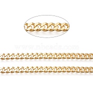 3.28 Feet Brass Cuban Link Chains, Chunky Curb Chains, Oval, Unwelded, Long-Lasting Plated, Real 18K Gold Plated, Link: 7.5x9x2mm(X-CHC-K010-03G)