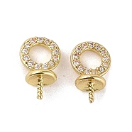 Brass with Cubic Zirconia Peg Bails, Rings, Real 14K Gold Plated, 12x7x5mm, Hole: 3.5mm, Pin: 0.5mm(KK-B087-13B-G)